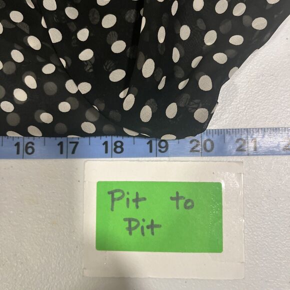 Everly Women's Sheer Polka Dot Tunic Black White L Preppy Coquette Flowy Whimsy - Picture 8 of 12